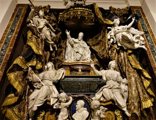 Kościół Sant'Ignazio, kaplica Ludovisi, Pierre Le Gros, pomnik nagrobny papieża Grzegorza XV i jego nepota Ludovica Ludovisi