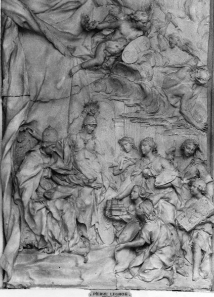 Pierre Le Gros, The Arts Paying Homage to Pope Clement XI - terra-cotta relief, Accademia di San Luca, pic. Wikipedia