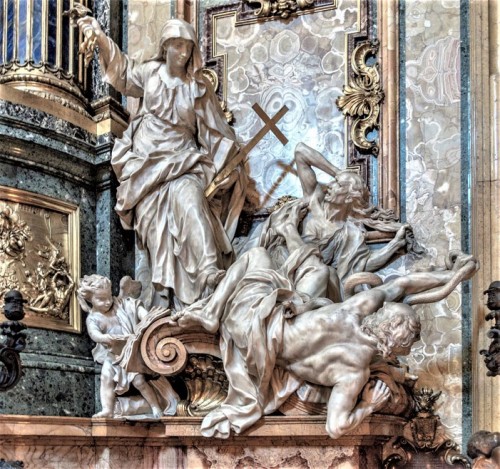 Religia triumfująca nad Herezją, Pierre Le Gros, kaplica św. Ignacego Loyoli, kościół Il Gesù