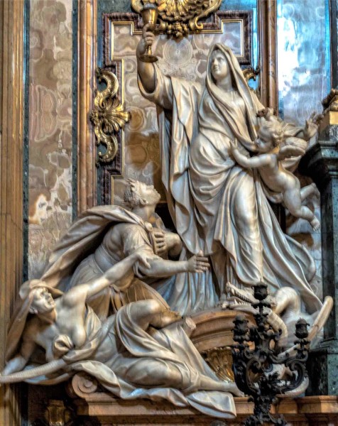 Triumf Wiary nad Pogaństwem, Jean-Baptiste Theodon, kaplica Sant'Ignazio, kościół Il Gesù