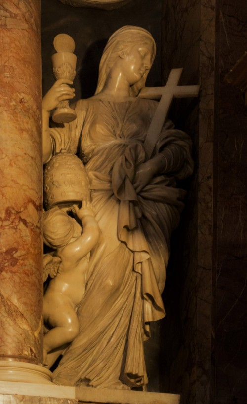 Cosimo Fancelli, alegoria Wiary z pomnika nagrobnego papieża Klemensa IX, kościół Santa Maria Maggiore