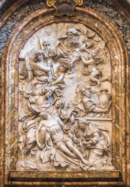 Ołtarz główny kaplicy del Monte di Pietà - Opłakiwanie Chrystusa, Domenico Guidi, Palazzo del Monte di Pietà