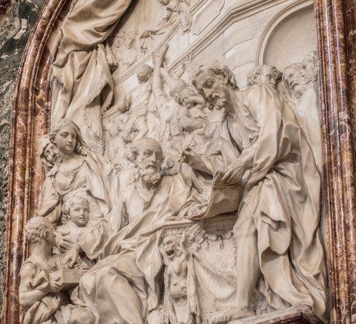 Tobiasza odzyskuje od Gabela depozyt pieniężny, fragment, Pierre le Gros, Kaplica del Monte di Pietà, Palazzo del Monte di Pietà