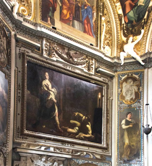 Kuszenie św. Franciszka, Simone Vouet, kaplica Hiacynty Marescotti, kościół San Lorenzo in Lucina
