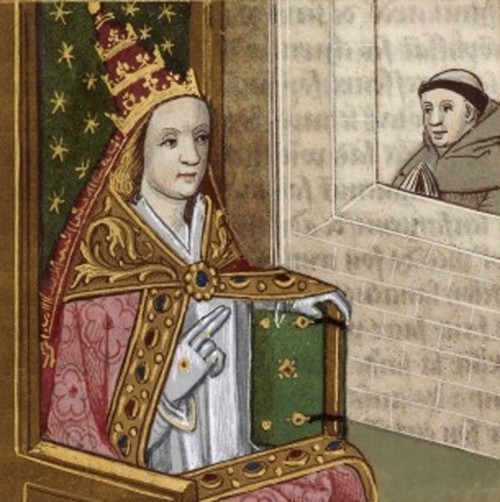 Papieżyca Joanna, nieznany autor, Bibliothèque nationale de France, XV-XVI, zdj. Wikipedia