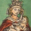Papieżyca Joanna z dzieckiem, Wolgemut, Michael  Pleydenwurff, Wilhelm Liber chronicarum, Nürnberg, 1493, zdj. Wikipedia