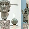 Głowa, jabłko i dłoń Konstantyna Wielkiego - fragmenty niezachowanego posągu z brązu, I w.n.e., Musei Capitolini