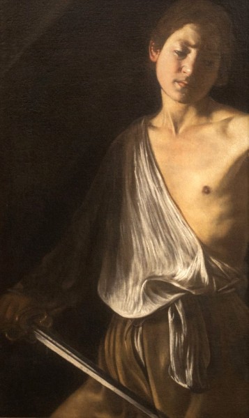 Dawid z głową Goliata, Caravaggio, fragment, Galleria Borghese