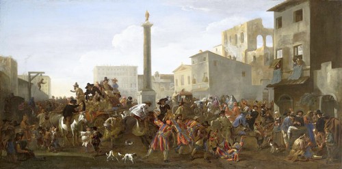 Jan Miel, Karnawał na Piazza Colonna w Rzymie, Wadsworth Atheneum, USA