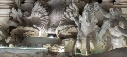 Fontana di Trevi, Seahorses led by tritons, Pietro Bracci