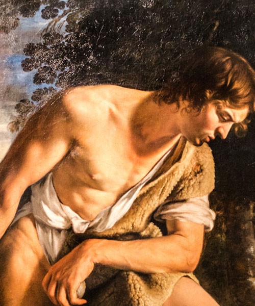 Orazio Gentileschi, Dawid z głową Goliata, fragment, Galleria Spada