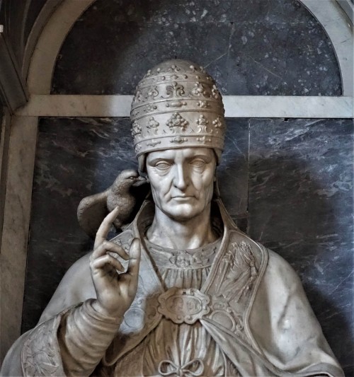 Statue of St. Pope Gregory I, fragment, Nicolas Cordier, Santa Barbara Oratory