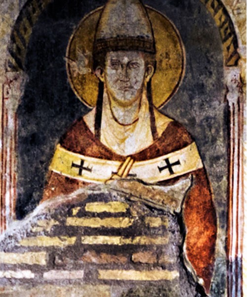 Św. Grzegorz Wielki, fresk z XIII wiek., kościół San Saba