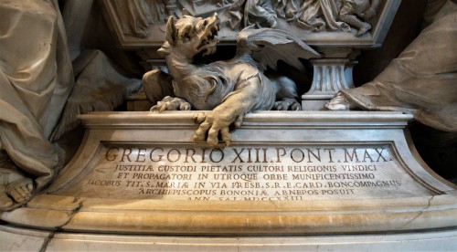 Tombstone of Pope Gregory XIII, fragment, Basilica of San Pietro in Vaticano