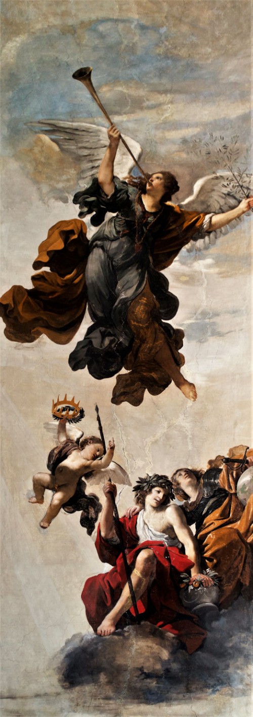 Guercino, Casino Ludovisi, Sława w towarzystwie personifikacji Honoru i Cnoty, malowidła I piętra