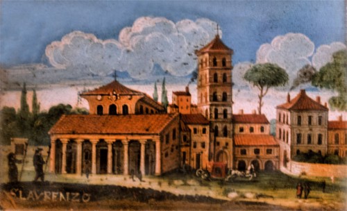 Basilica of San Lorenzo fuori le mura, view of the church from the beginning of the XVII century