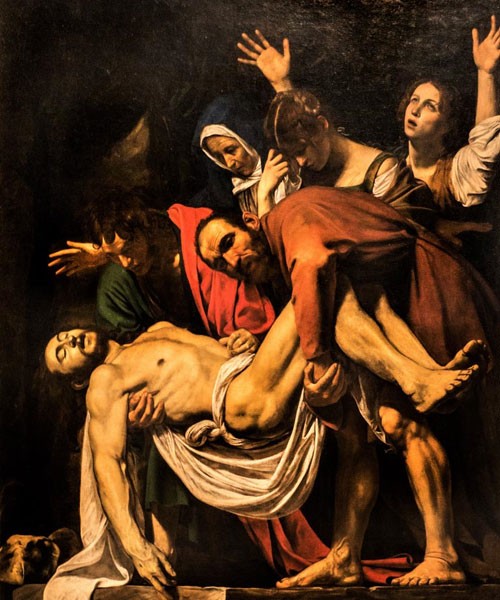 Złożenie do grobu, Caravaggio, śś. Jan i Nikodem podtrzymują ciało Chrystusa, Musei Vaticani