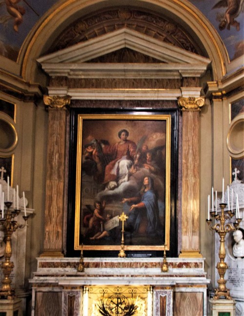 Św. Lucyna pokazująca Wawrzyńcowi plany kościoła, Sigismondo Rosa, kościół San Lorenzo in Lucina